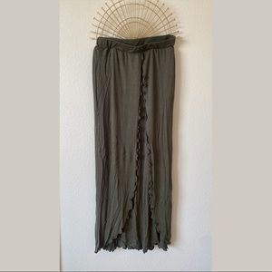 Olive Wrapped Maxi Skirt